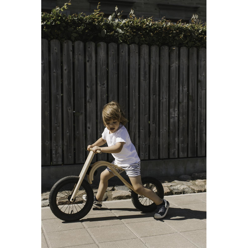Laufrad aus Holz Sportbike Kinderfahrzeug natur grau weiss Fahrrad fahren lernen 
